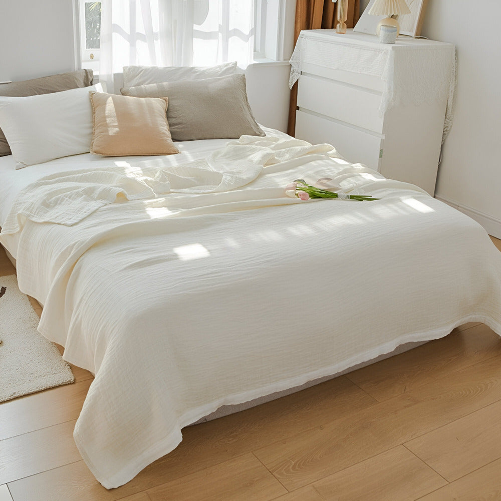 Lightweight Summer Throw Blanket Soft Cotton Blend