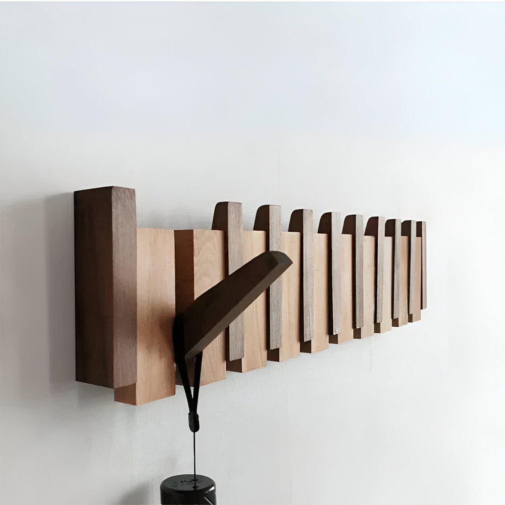 Stylish Wooden Coat Rack in Black and White Keys Design