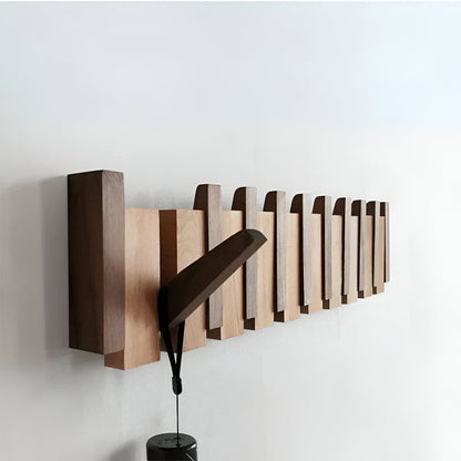 Stylish Wooden Coat Rack in Black and White Keys Design