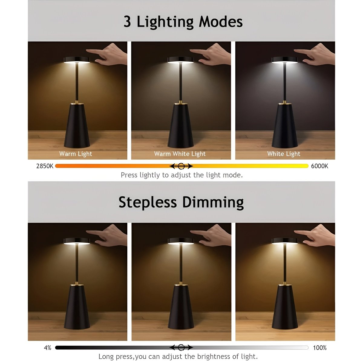 Sleek Wireless Table Lamp with Touch Sensor