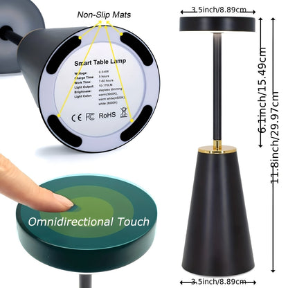 Sleek Wireless Table Lamp with Touch Sensor