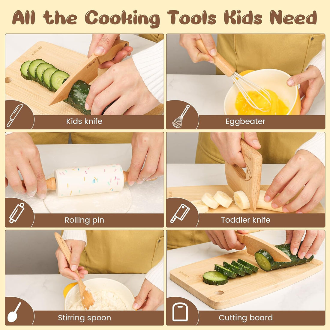 Kids Wooden Toy Kitchen Baking Set with Utensils
