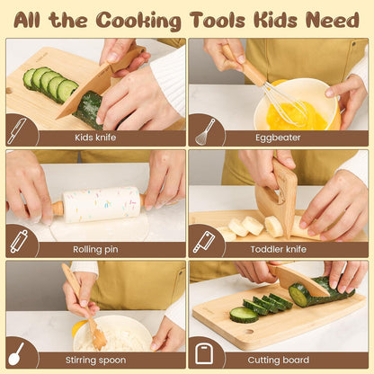 Kids Wooden Toy Kitchen Baking Set with Utensils
