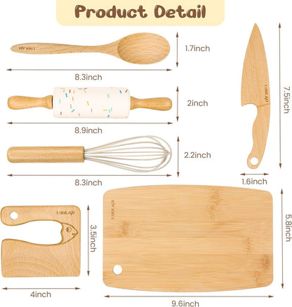 Kids Wooden Toy Kitchen Baking Set with Utensils