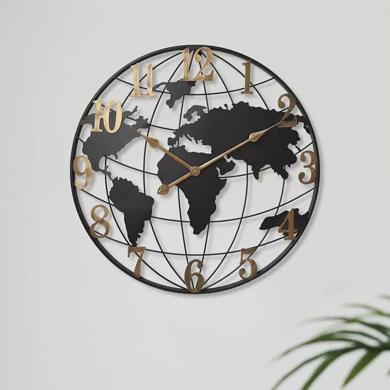 Big 60cm Globe Wall Clock - Stylish Home Decor