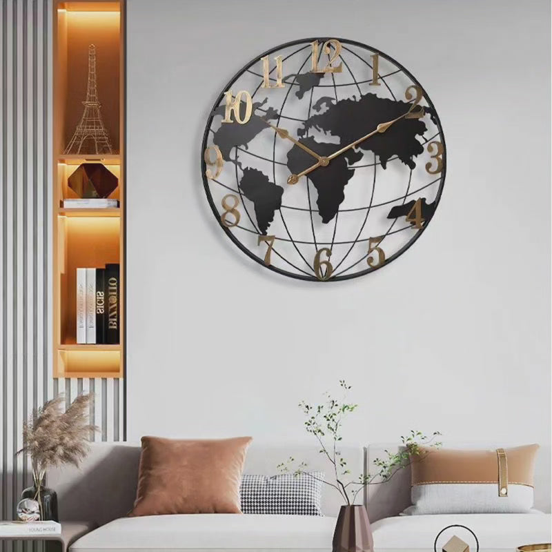 Big 60cm Globe Wall Clock - Stylish Home Decor