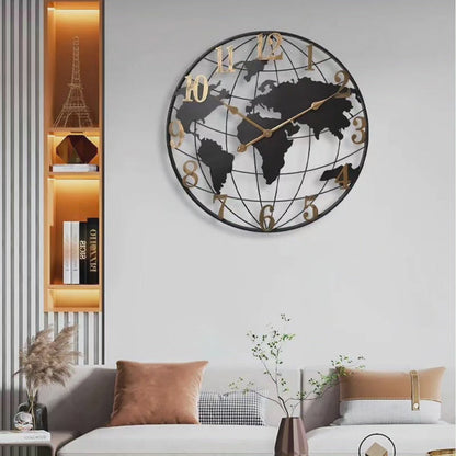 Big 60cm Globe Wall Clock - Stylish Home Decor