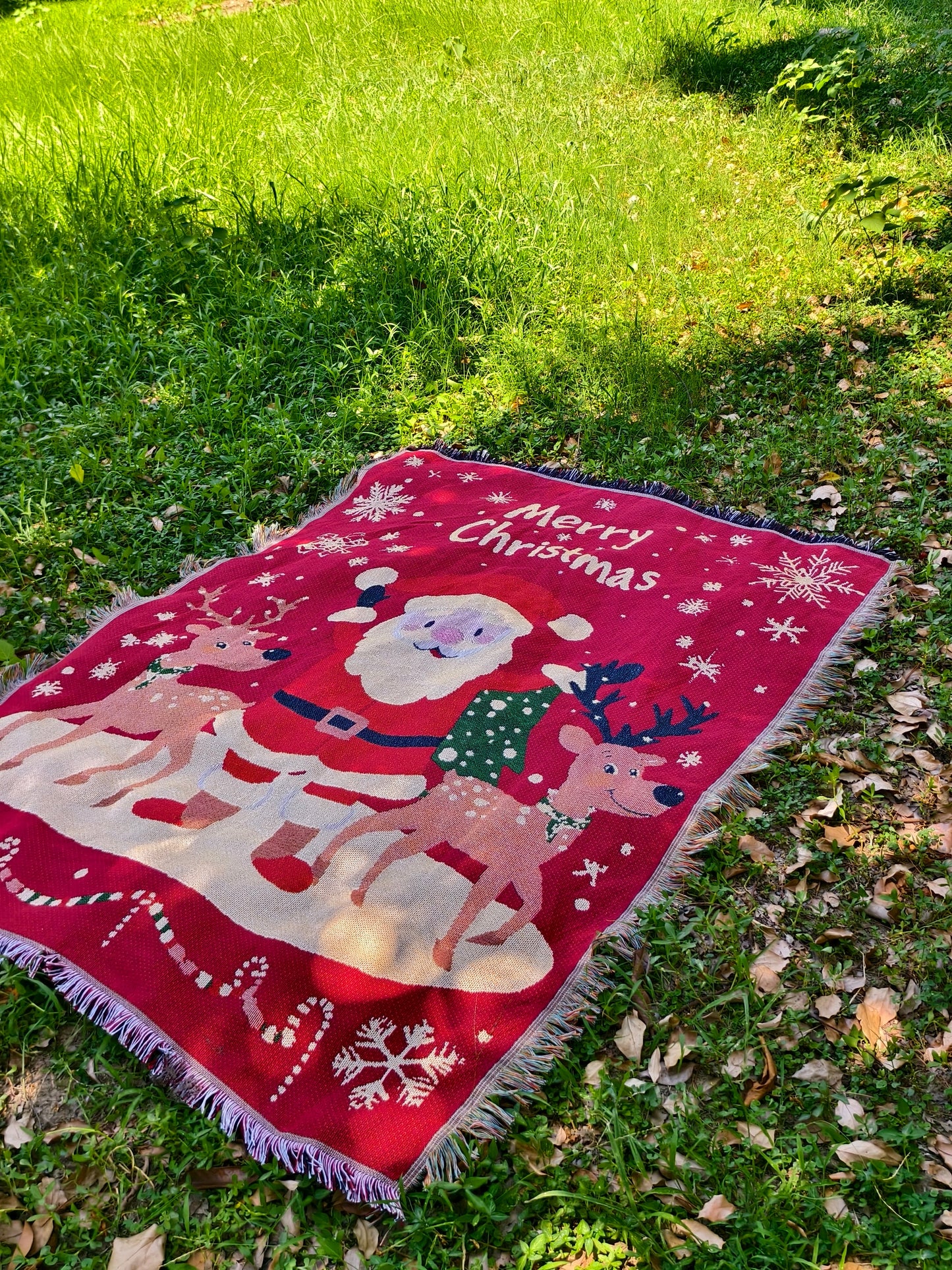Plush Woven Holiday Gold Blanket Throw