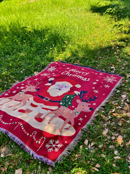 Plush Woven Holiday Gold Blanket Throw