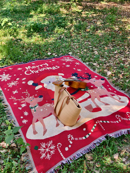 Plush Woven Holiday Gold Blanket Throw