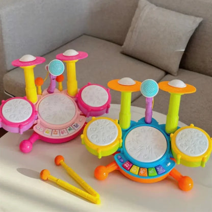 Fun Kids Drum Set with Lights and Music Sounds