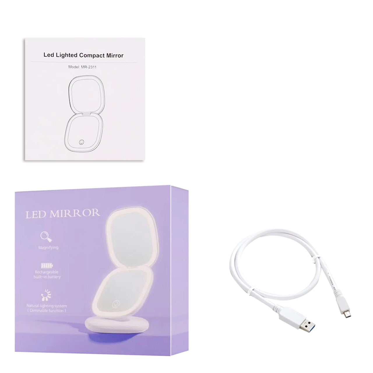 Portable LED Makeup Mirror 1X 10X Magnification
