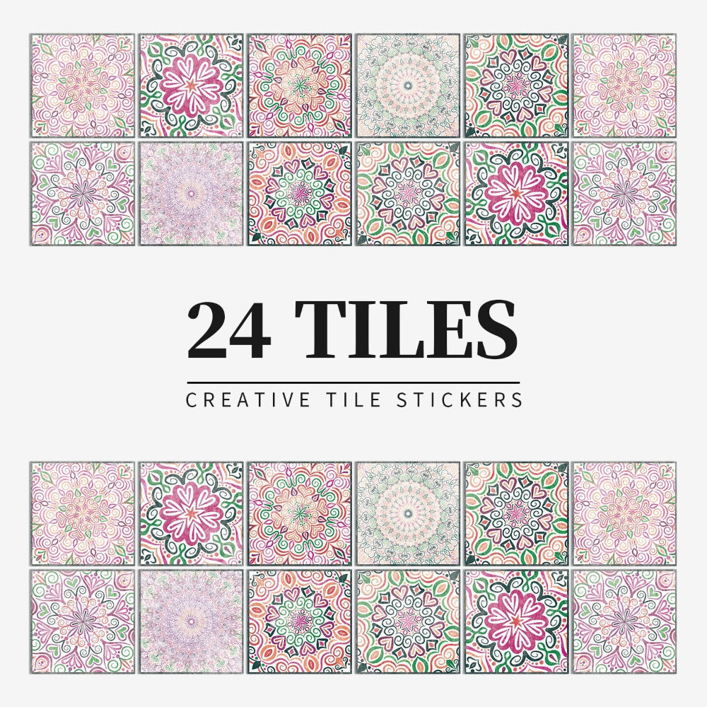Luxury Mandala Wall Decals 24pc Vinyl Tile Set