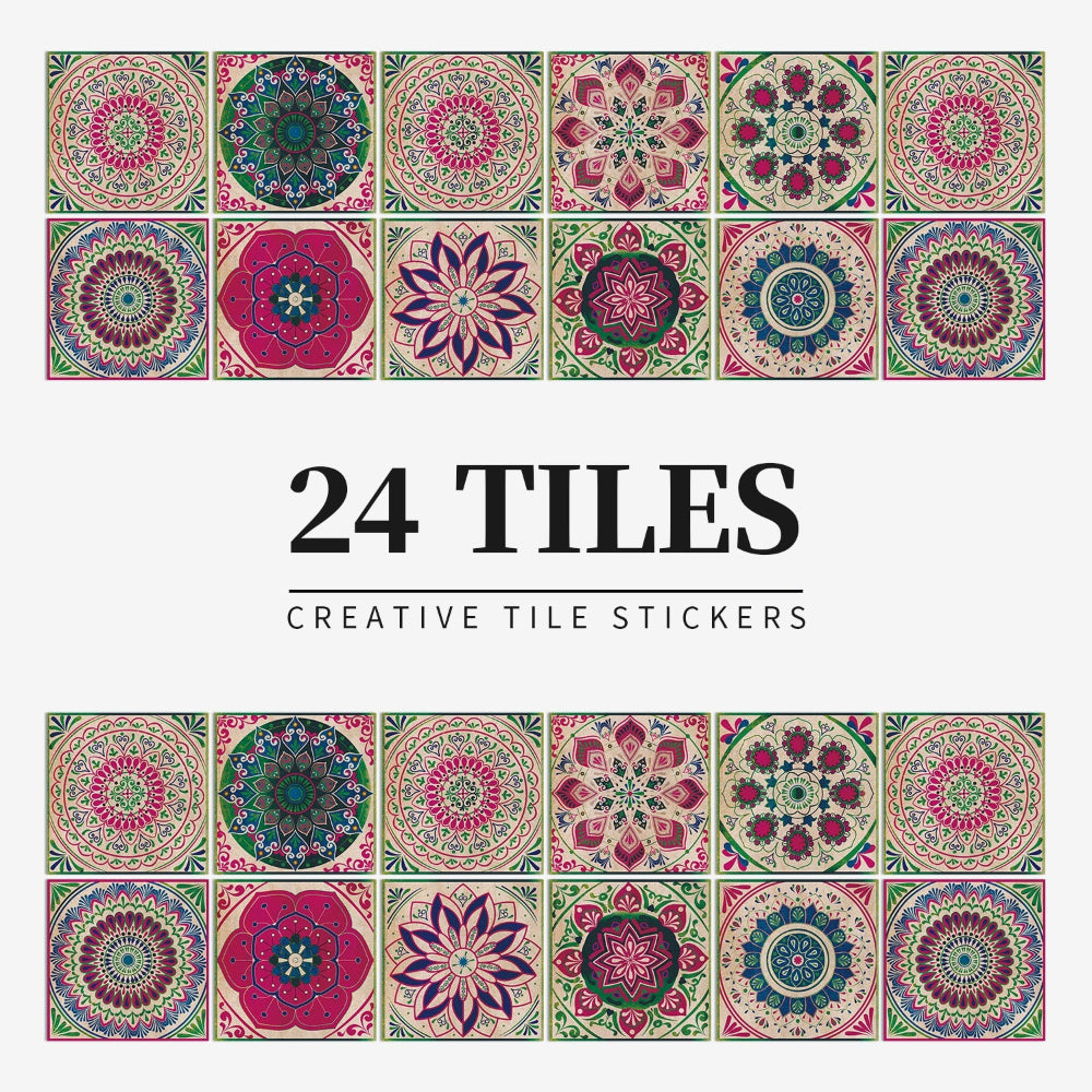 Luxury Mandala Wall Decals 24pc Vinyl Tile Set
