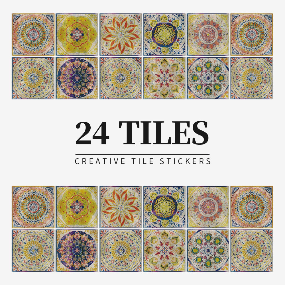 Luxury Mandala Wall Decals 24pc Vinyl Tile Set