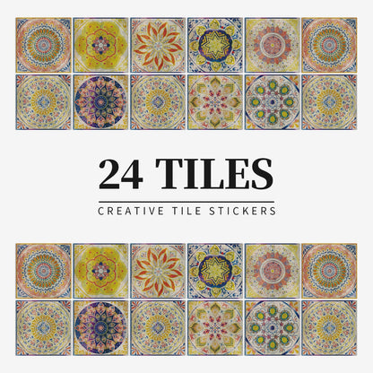 Luxury Mandala Wall Decals 24pc Vinyl Tile Set