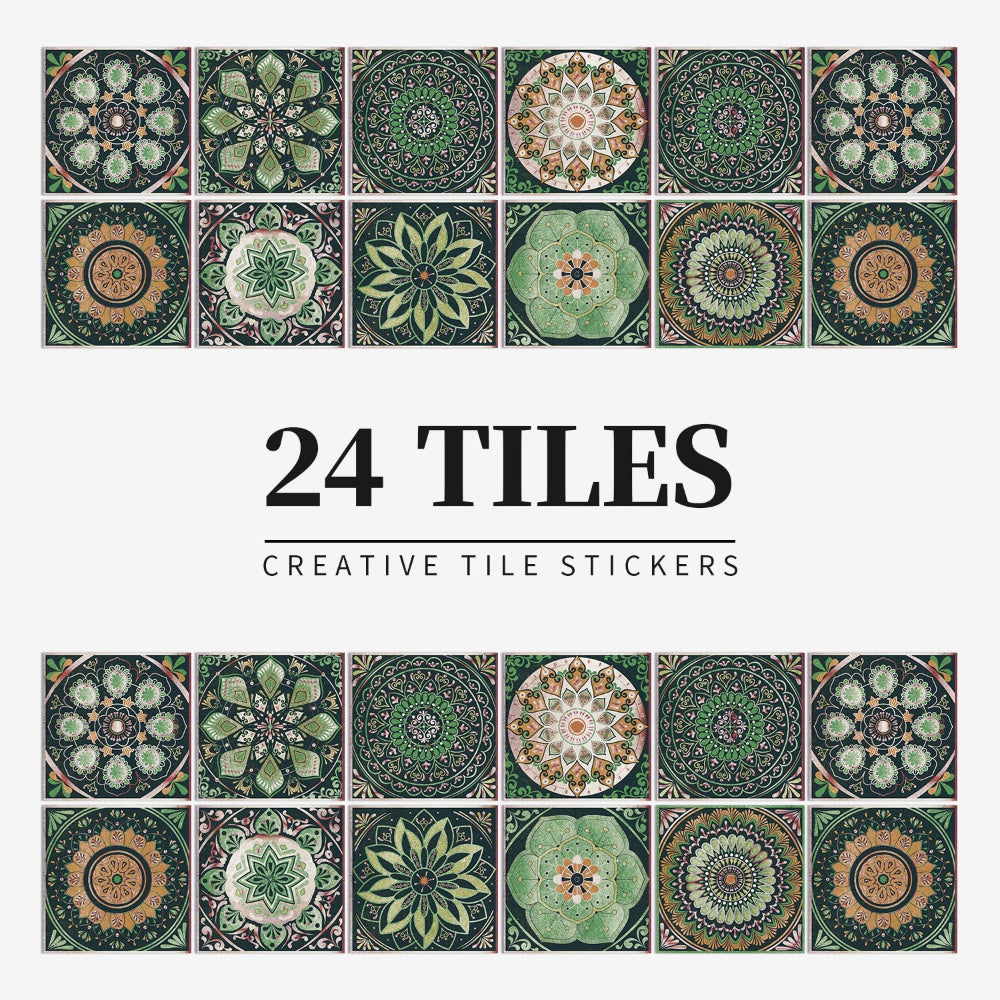 Luxury Mandala Wall Decals 24pc Vinyl Tile Set