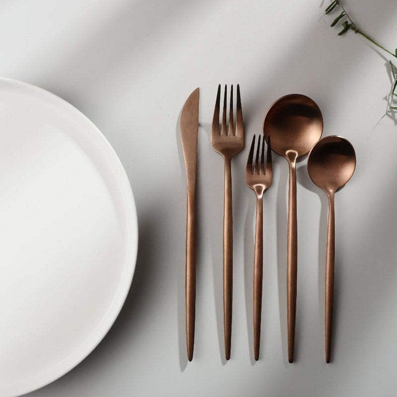 Premium Metal Flatware Set in Trendy Colors