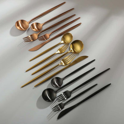 Premium Metal Flatware Set in Trendy Colors