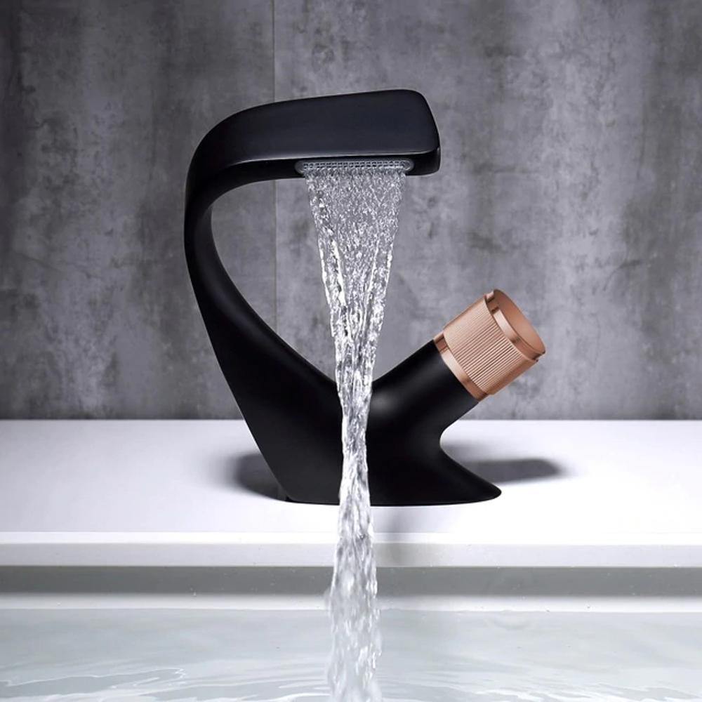 Luxury Brass Waterfall Bathroom Sink Tap