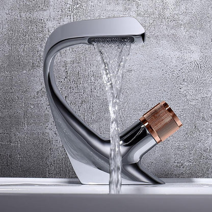 Luxury Brass Waterfall Bathroom Sink Tap