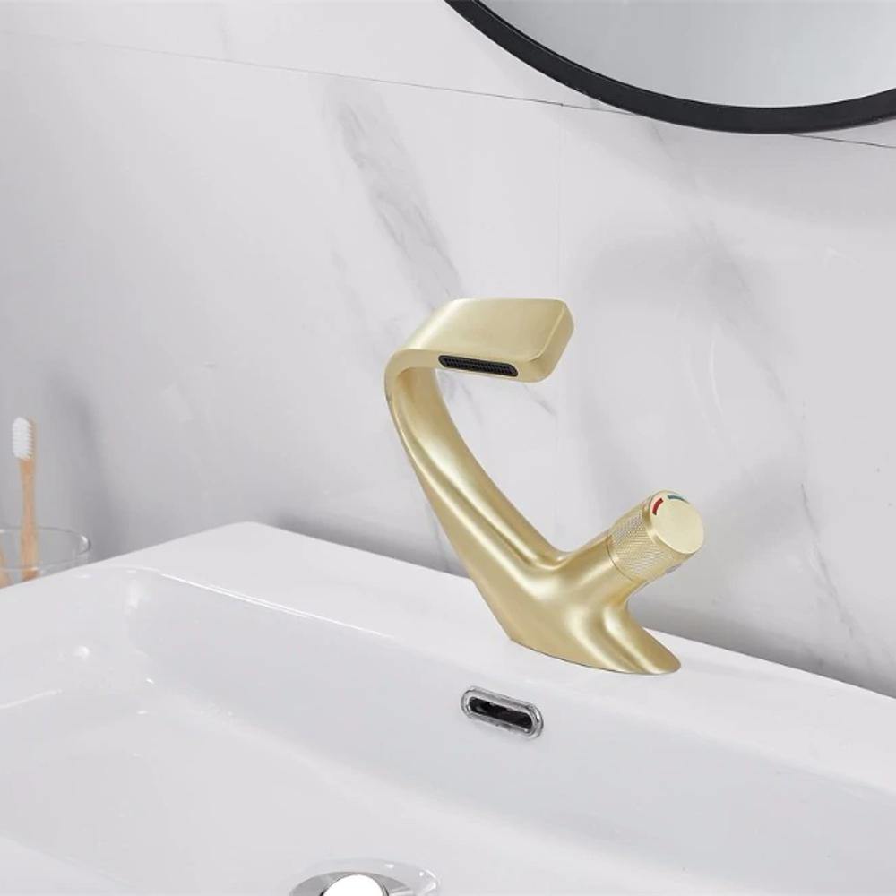 Luxury Brass Waterfall Bathroom Sink Tap