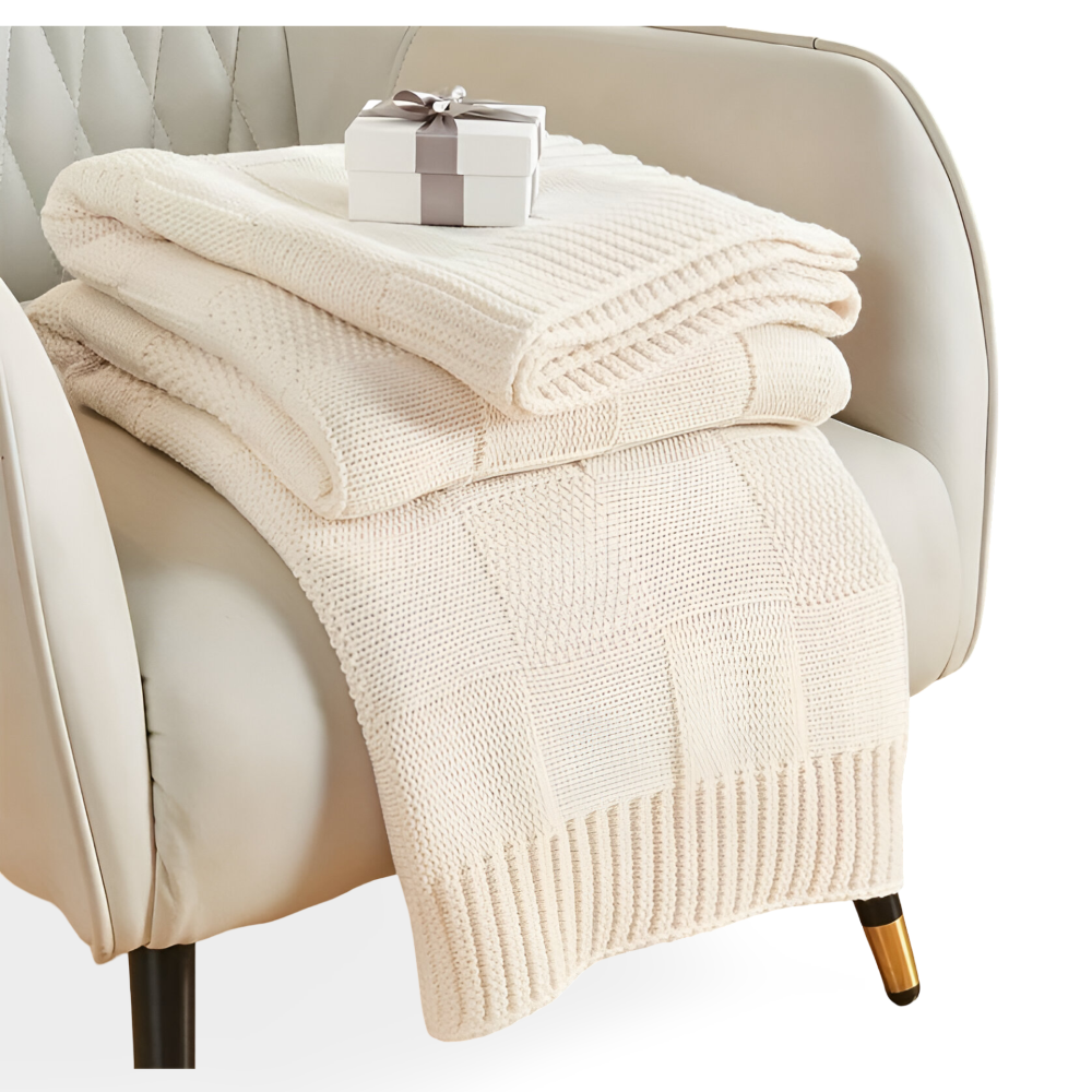 Cozy Plaid Knitted Blanket Black White Soft Throw - Yeezlab