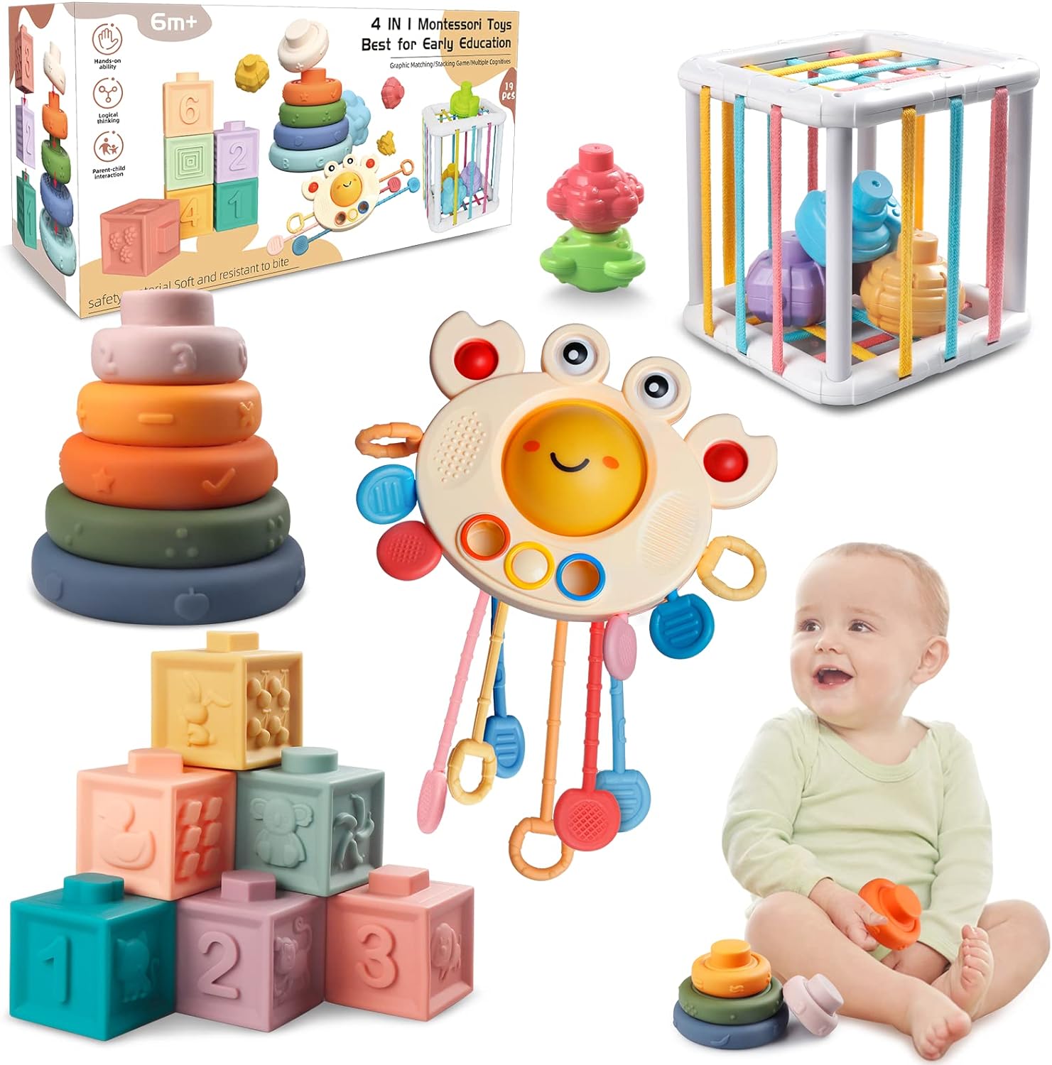 Soft Baby Play Set 4-in-1 BPA-Free Sensory Toy - Yeezlab