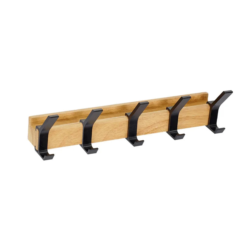 Space Saving Wooden Wall Coat Rack with Double Hooks