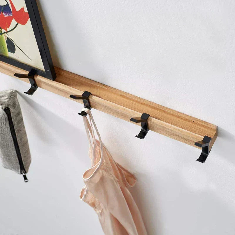 Space Saving Wooden Wall Coat Rack with Double Hooks
