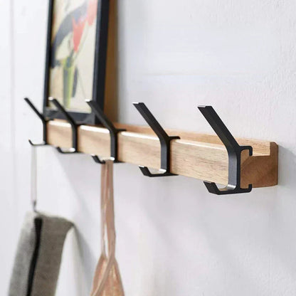 Space Saving Wooden Wall Coat Rack with Double Hooks - Yeezlab