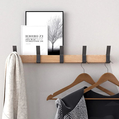 Space Saving Wooden Wall Coat Rack with Double Hooks