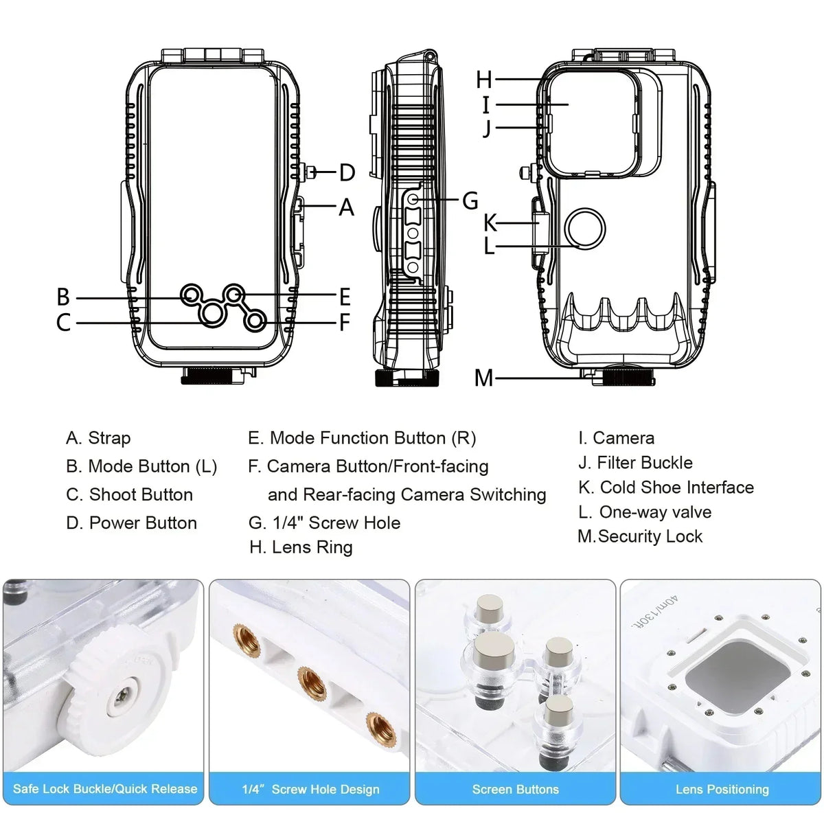 Heavy Duty 40M Waterproof iPhone Phone Case