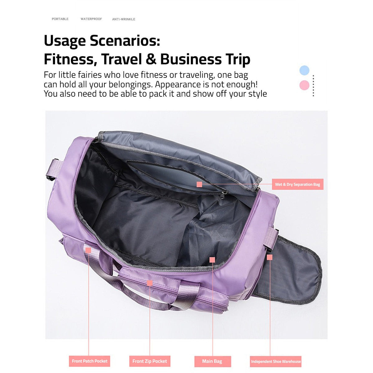 Versatile Water Resistant Duffel Bag for Gym Travel