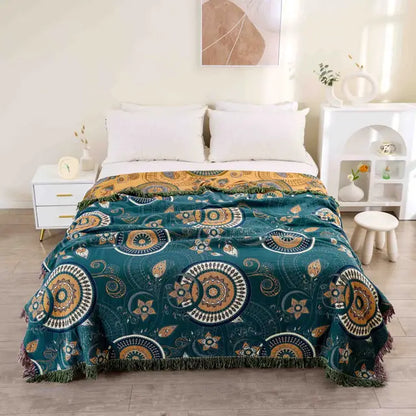 Colorful Moroccan Style Shag Rug with Tassel Trim