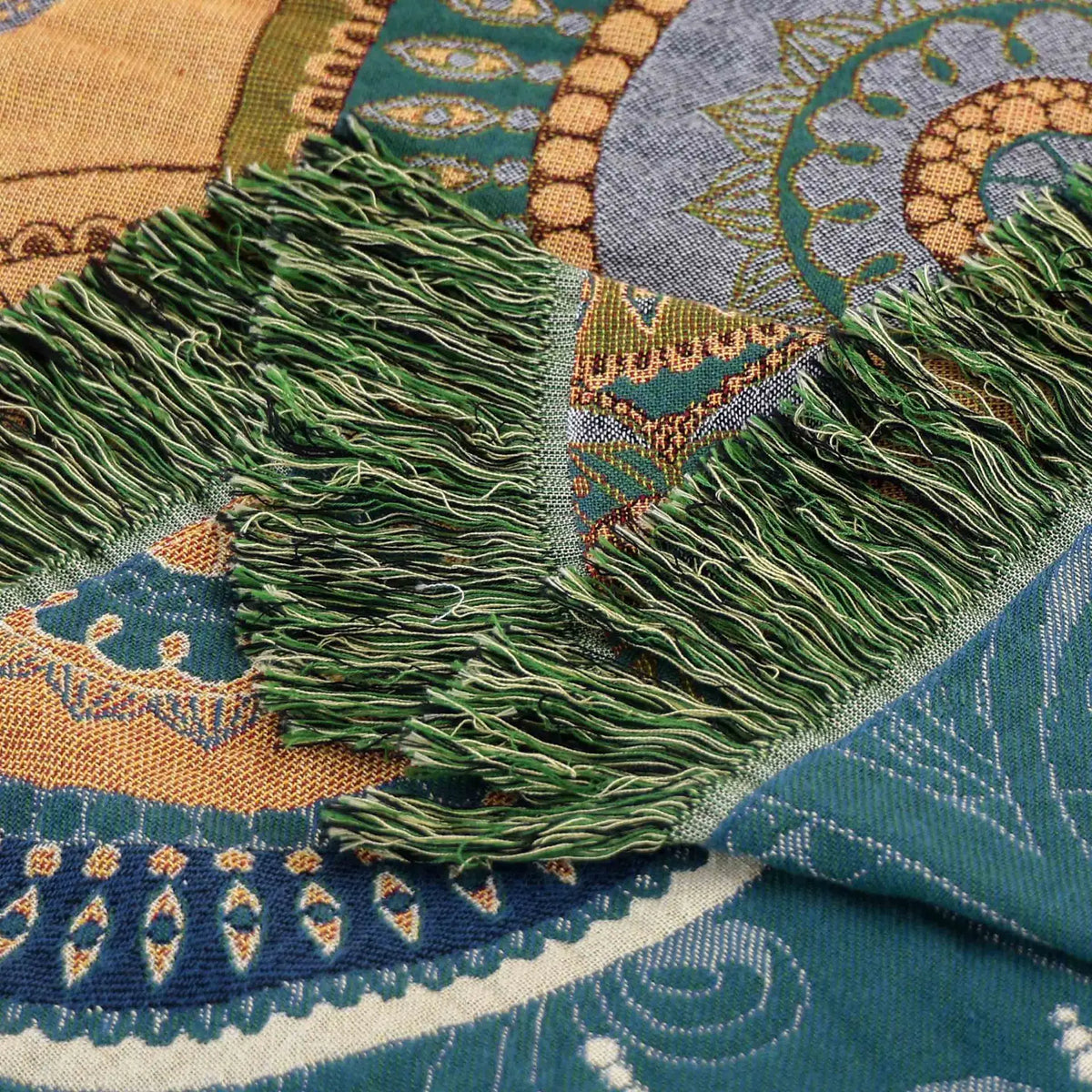 Colorful Moroccan Style Shag Rug with Tassel Trim