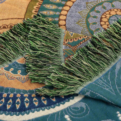 Colorful Moroccan Style Shag Rug with Tassel Trim