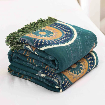 Colorful Moroccan Style Shag Rug with Tassel Trim