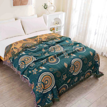 Colorful Moroccan Style Shag Rug with Tassel Trim
