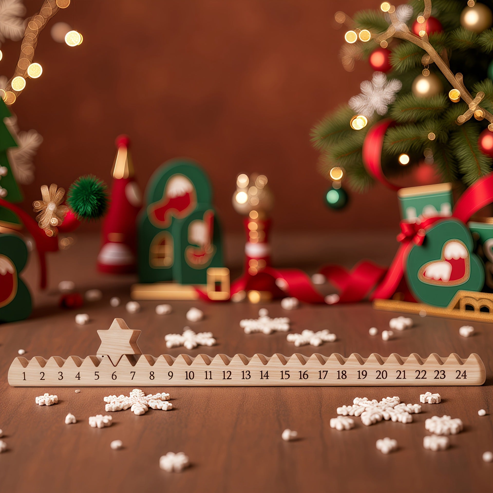 Traditional Christmas Advent Ladder Decoration - Yeezlab