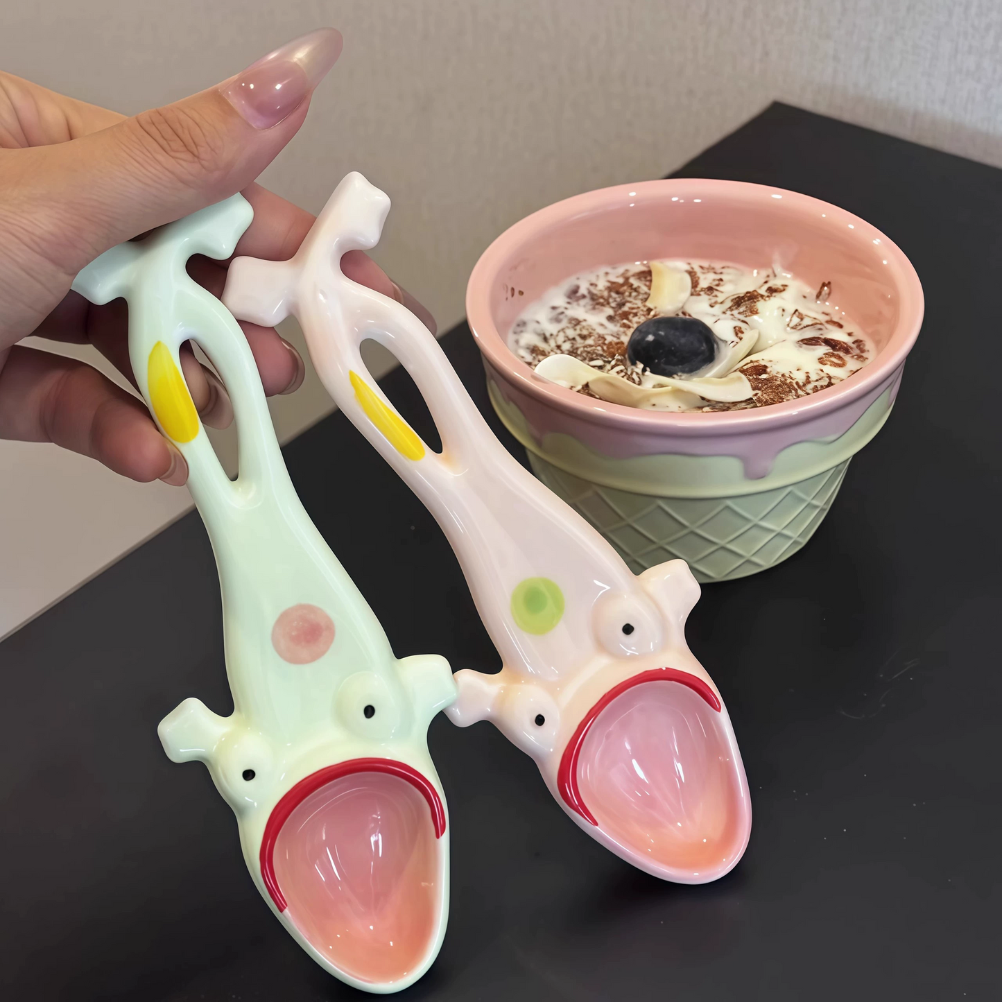 Quirky Green Frog Ceramic Serving Spoon - Yeezlab
