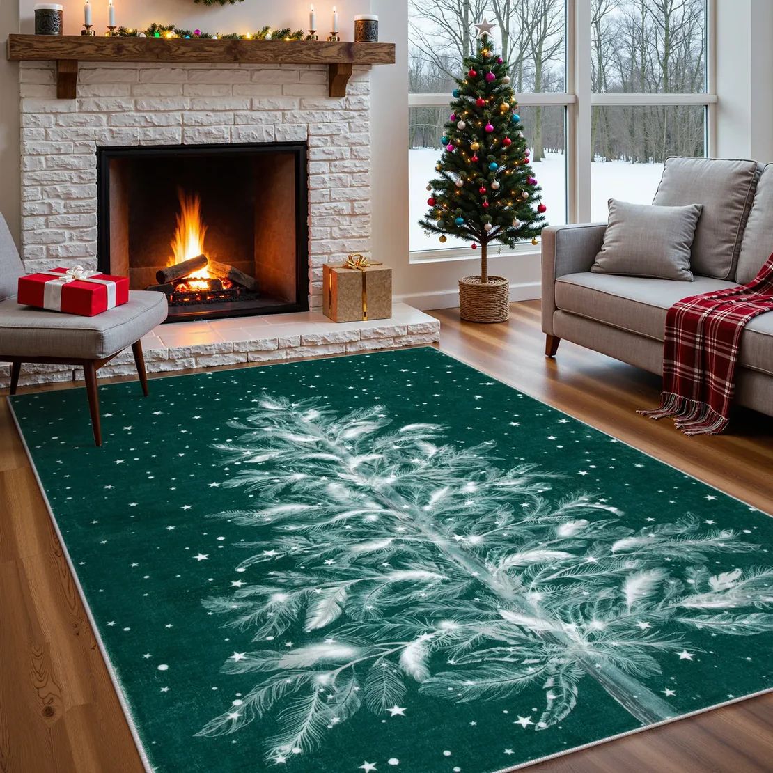 Luxury Christmas Rug - Plush Non-Slip Living Room Mat