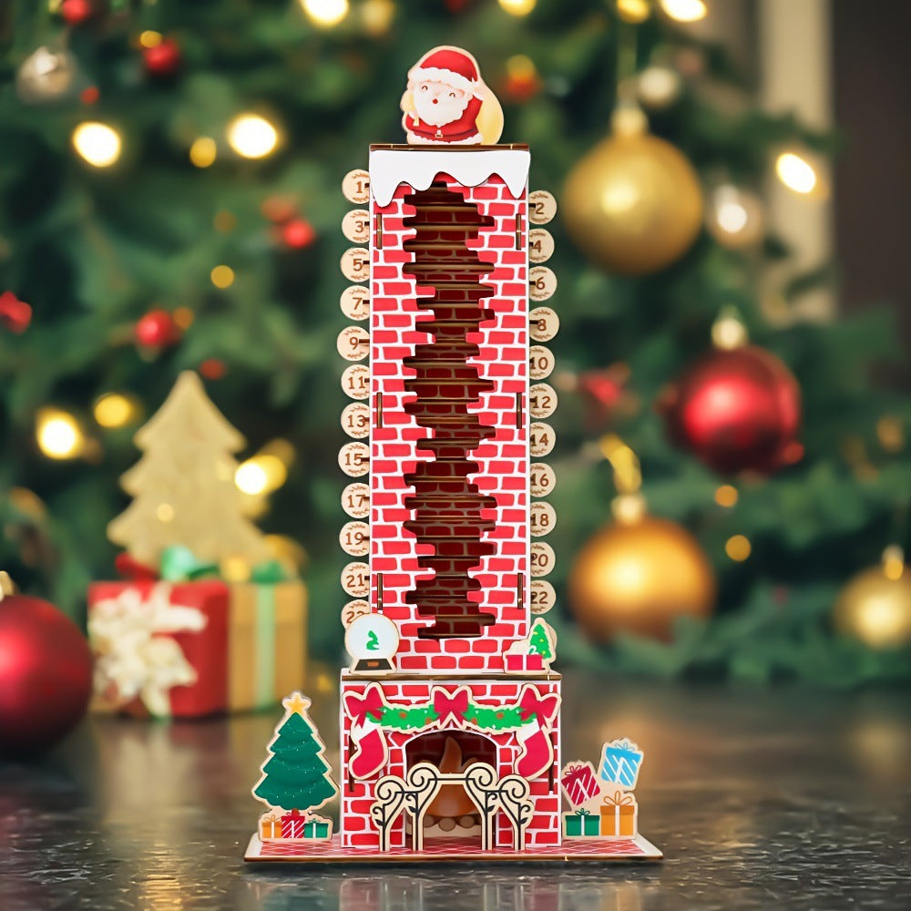 Traditional Christmas Countdown Wooden Figure Stand
