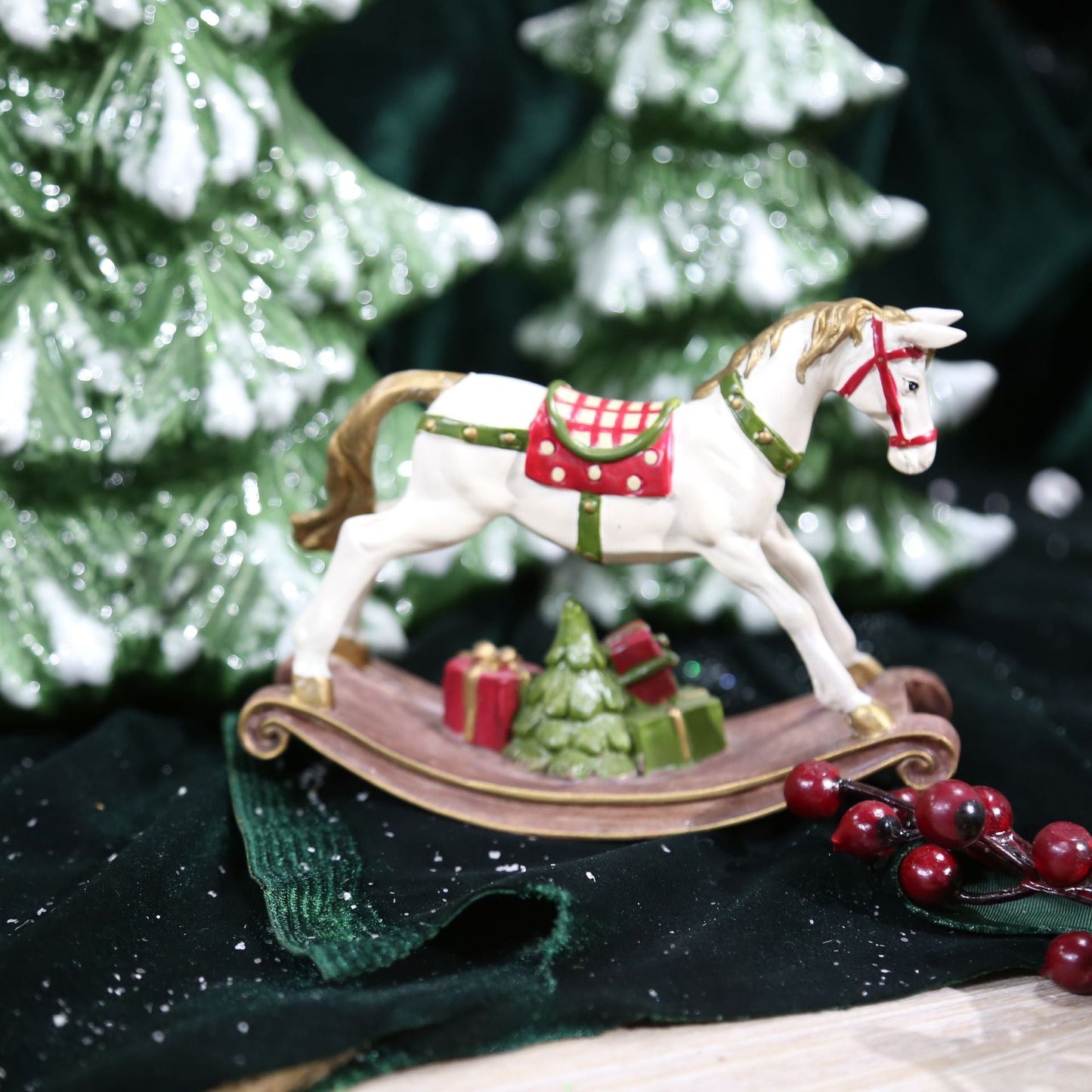 Colorful Wooden Rocking Horse Christmas Ornament