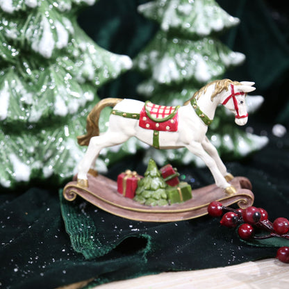 Colorful Wooden Rocking Horse Christmas Ornament
