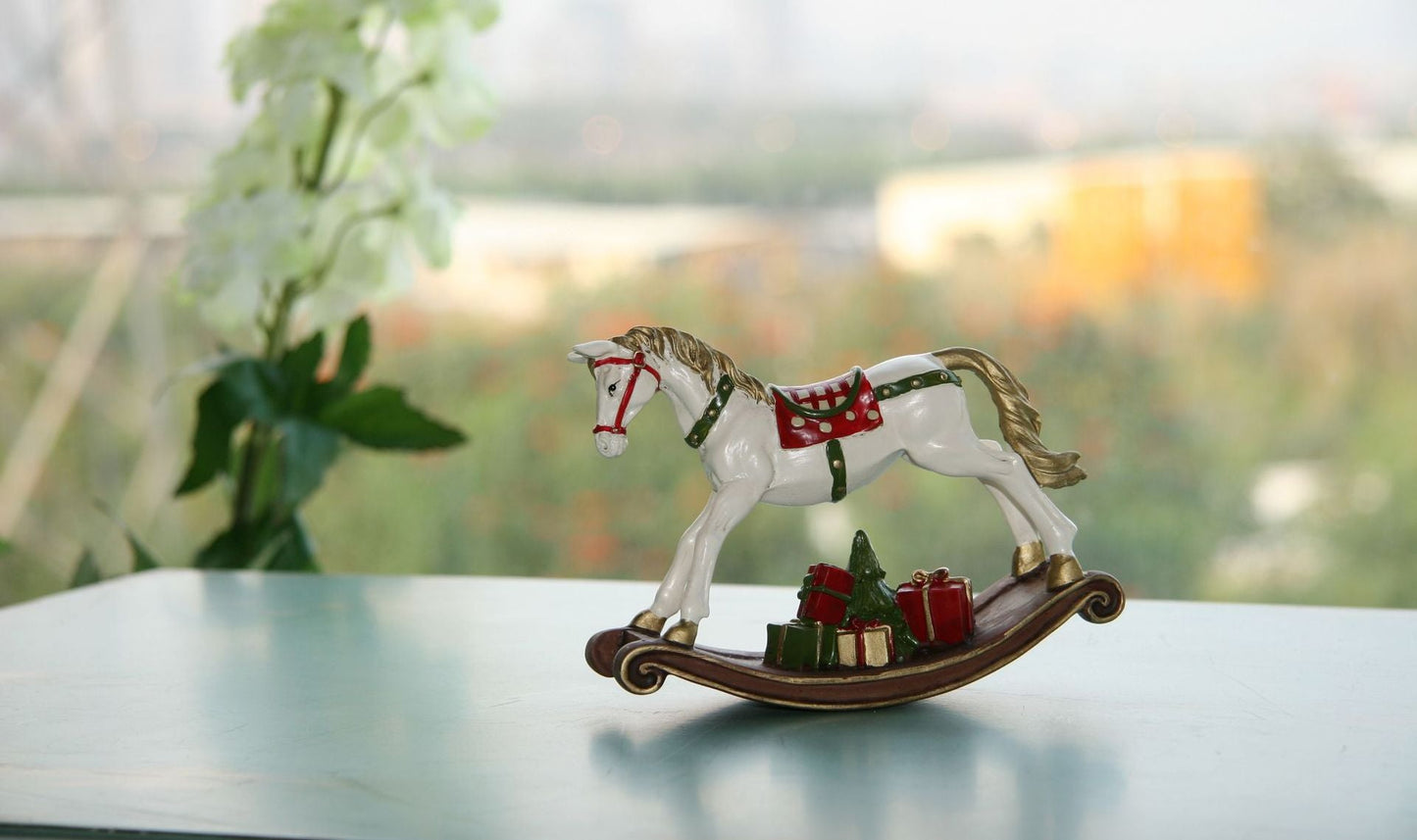 Colorful Wooden Rocking Horse Christmas Ornament