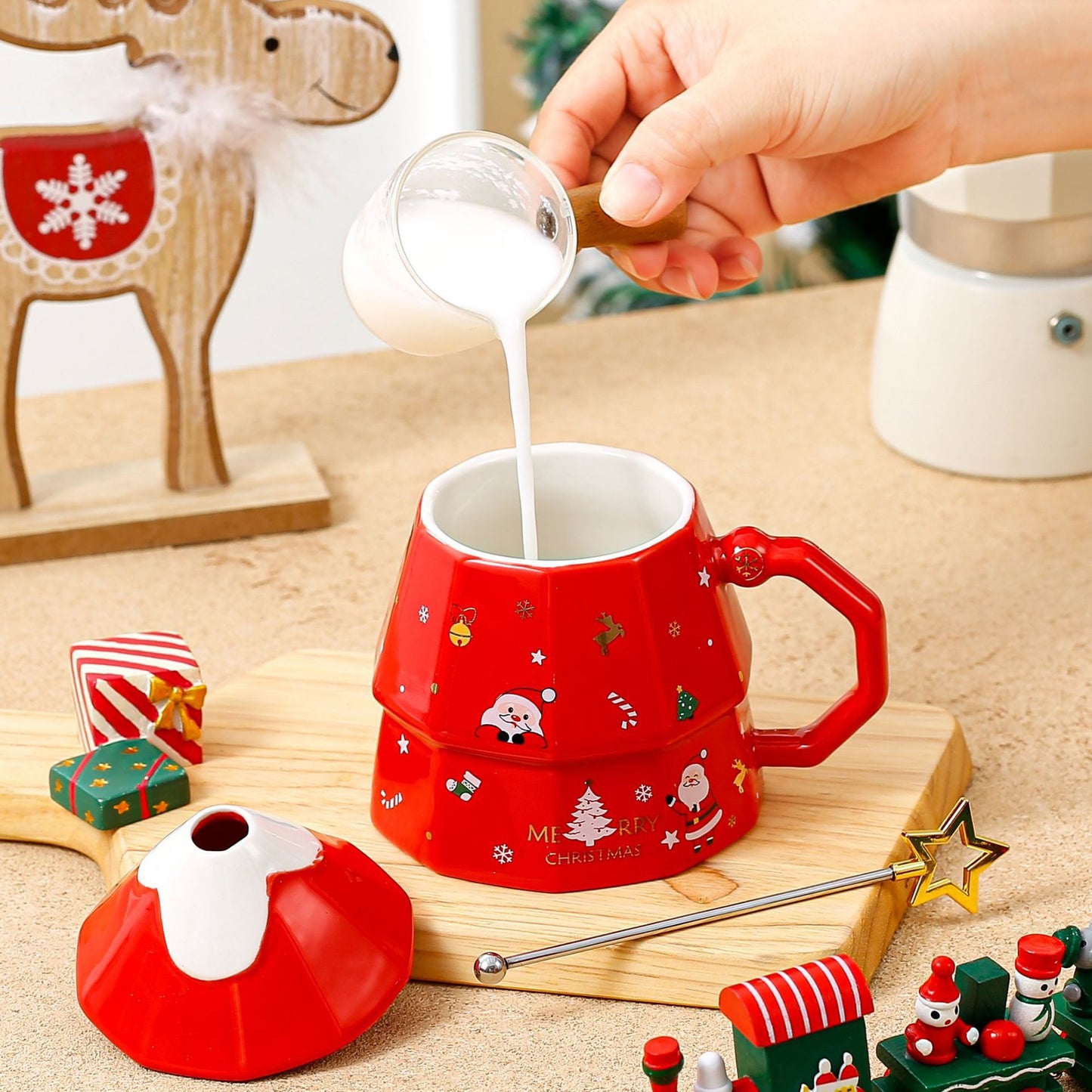 Colourful Holiday Tree Handle Coffee Mug