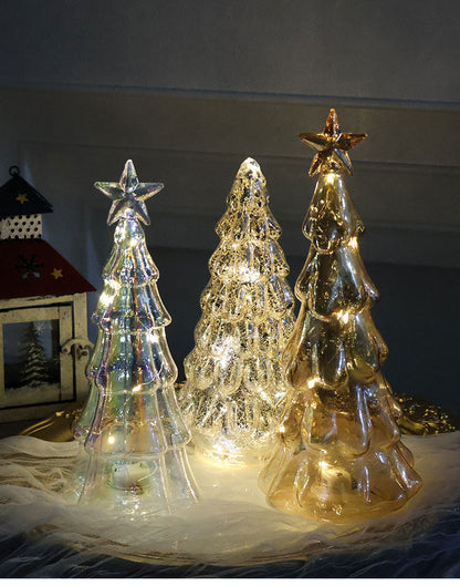 Small Sparkling Glass Xmas Tree Decoration