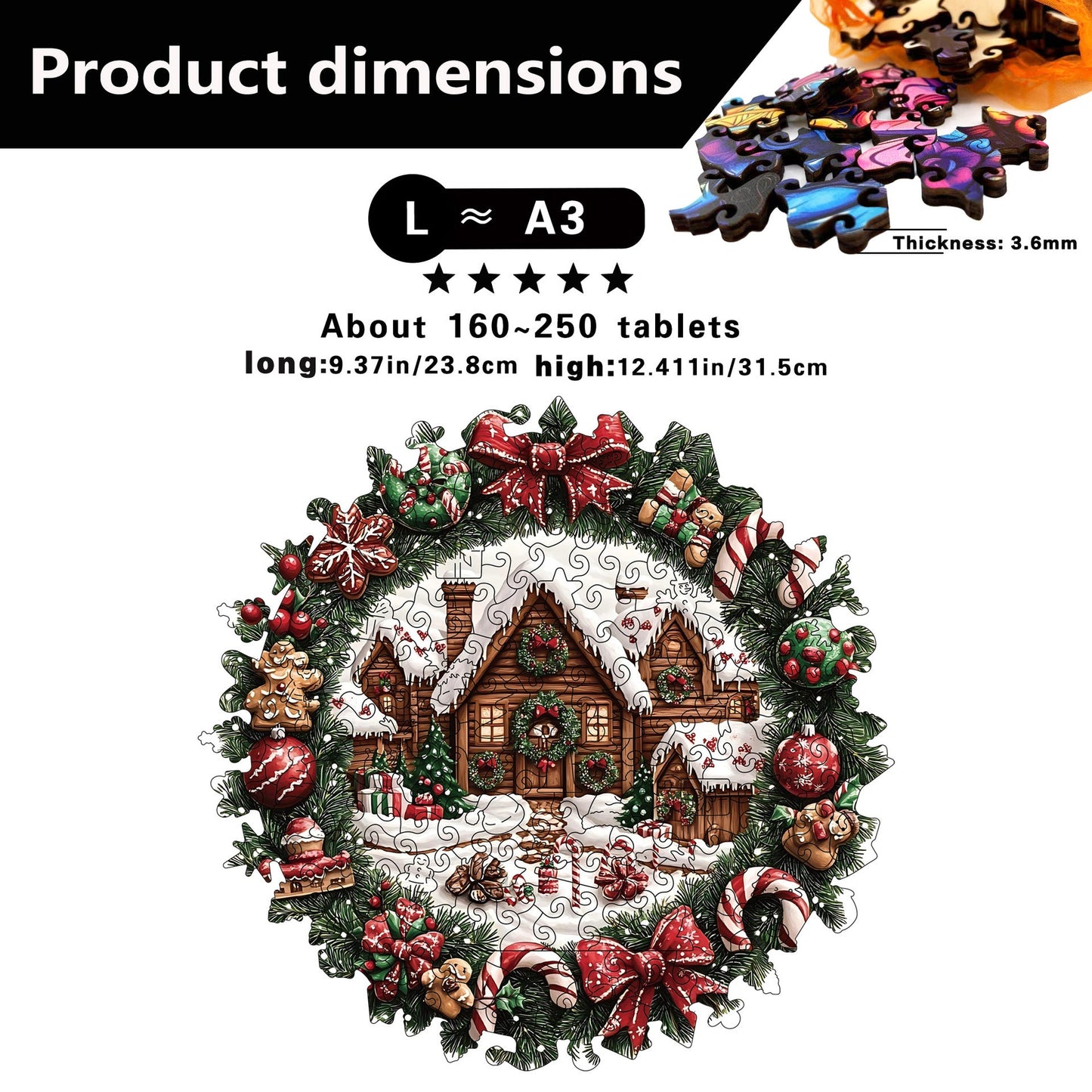Unique Wooden Holiday Wreath Money Box Puzzle