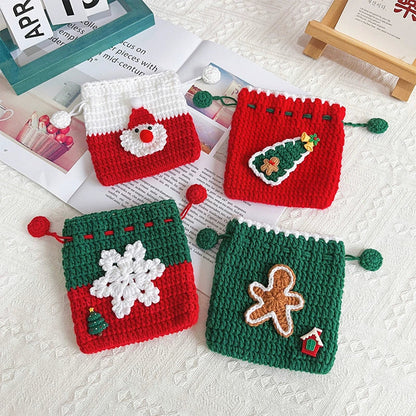 Homemade Knit Holiday Red Gift Sack - Yeezlab
